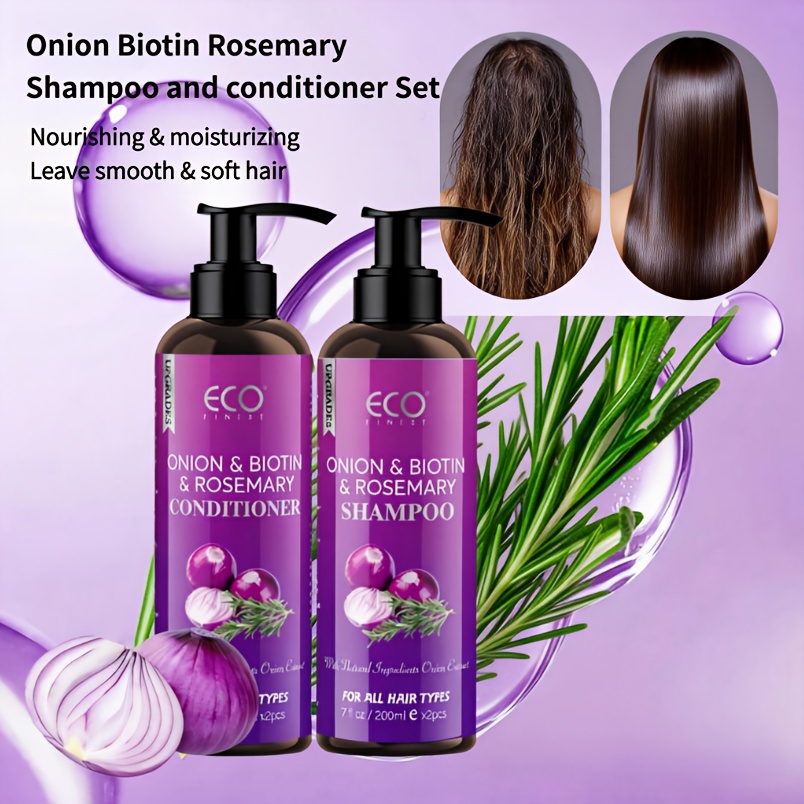 TEMU Onion Biotin And Rosemary Shampoo & Conditioner Set, Natural Hair Moisturizer With Onion Extract, Rosemary, Biotin & Jojoba, Nourishing,