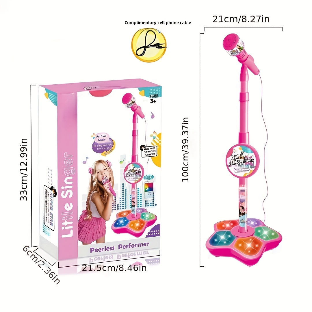 TEMU Microphone Music Microphone With Stand Plastic Lightweight Microphone, Suitable For Valentine's Day Birthday Gifts