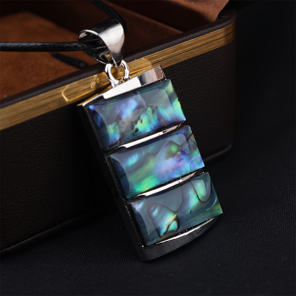 

1pc Boutique Natural Shell Decor Stitching Pendant, Rectangle Pendant, Domineering Jewelry, Suitable For Daily Wear, Birthday Gift