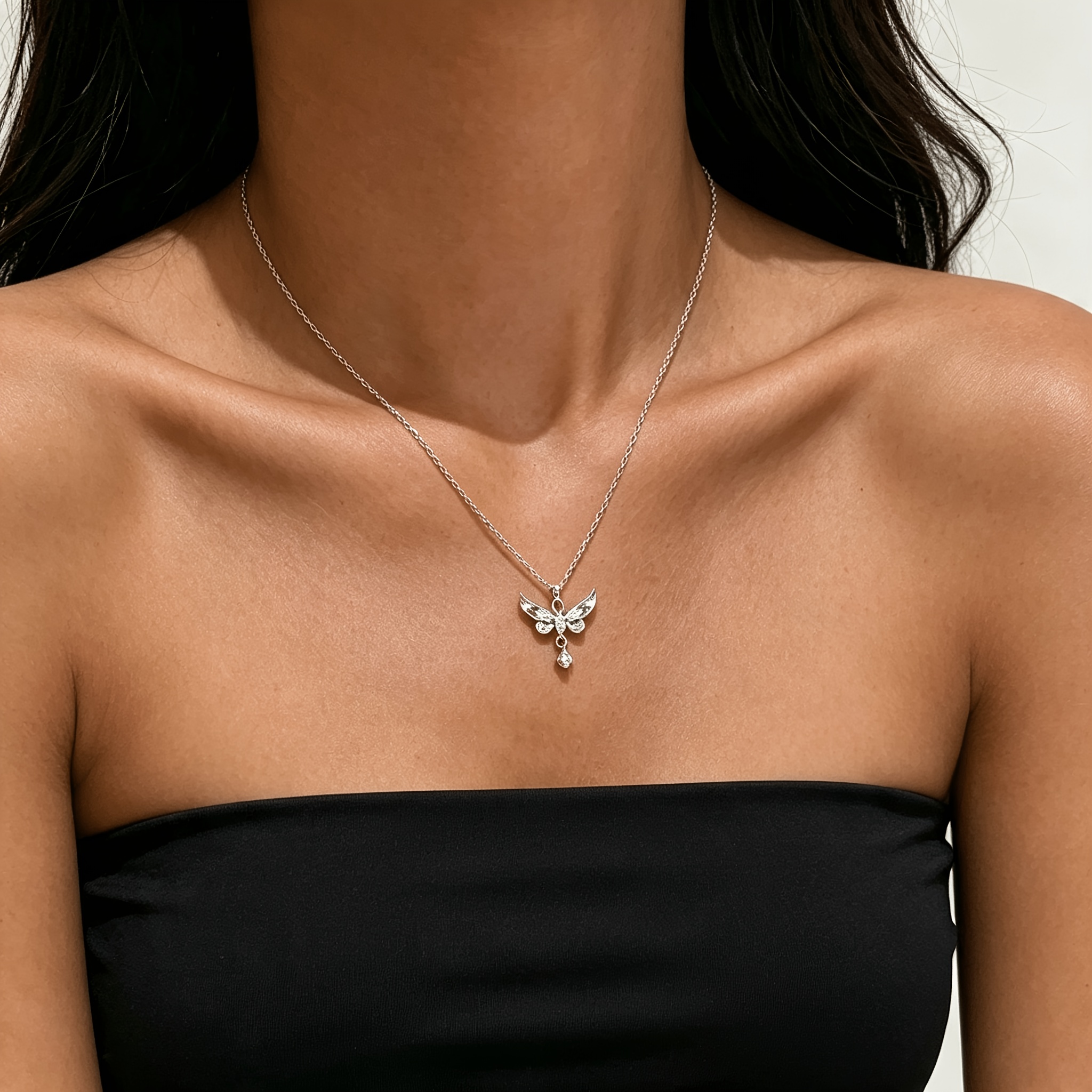 925 Silver Hypoallergenic Angel Wing Butterfly Necklace