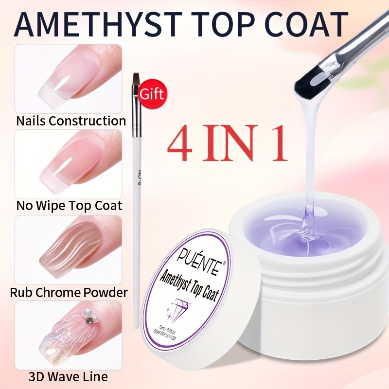 Image of Puente 15ml Amethyst , Non-wipe, Smooth And Scratch-resistant, Gel For Nail Polish, Includes For Nail Brush, Perfect For Nail Construction, 3d And Chrome Design, Long-lasting