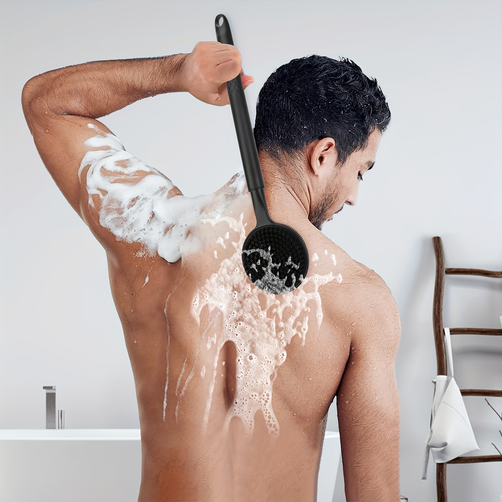 back scrubber for shower extra long brush with adjustable handle non slip double side design exfoliating bath brush Product details 1