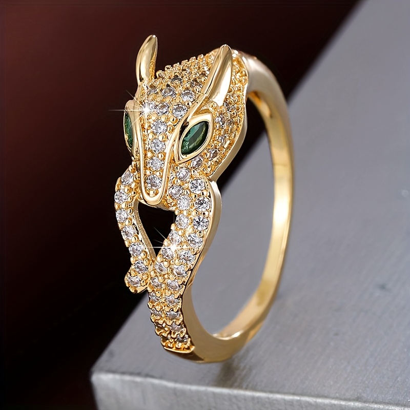 TEMU 1pc Trendy Animal Tail Design Synthetic Zirconia Inlaid Women's Ring