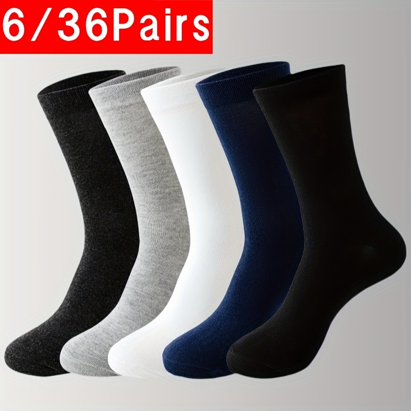 

6/12/24/36 Pairs Men' Socks, Business Casual Breathable Socks, Moisture-wicking And Odor-resistant Men's S, Suitable For Spring, Summer, Autumn, And Winter