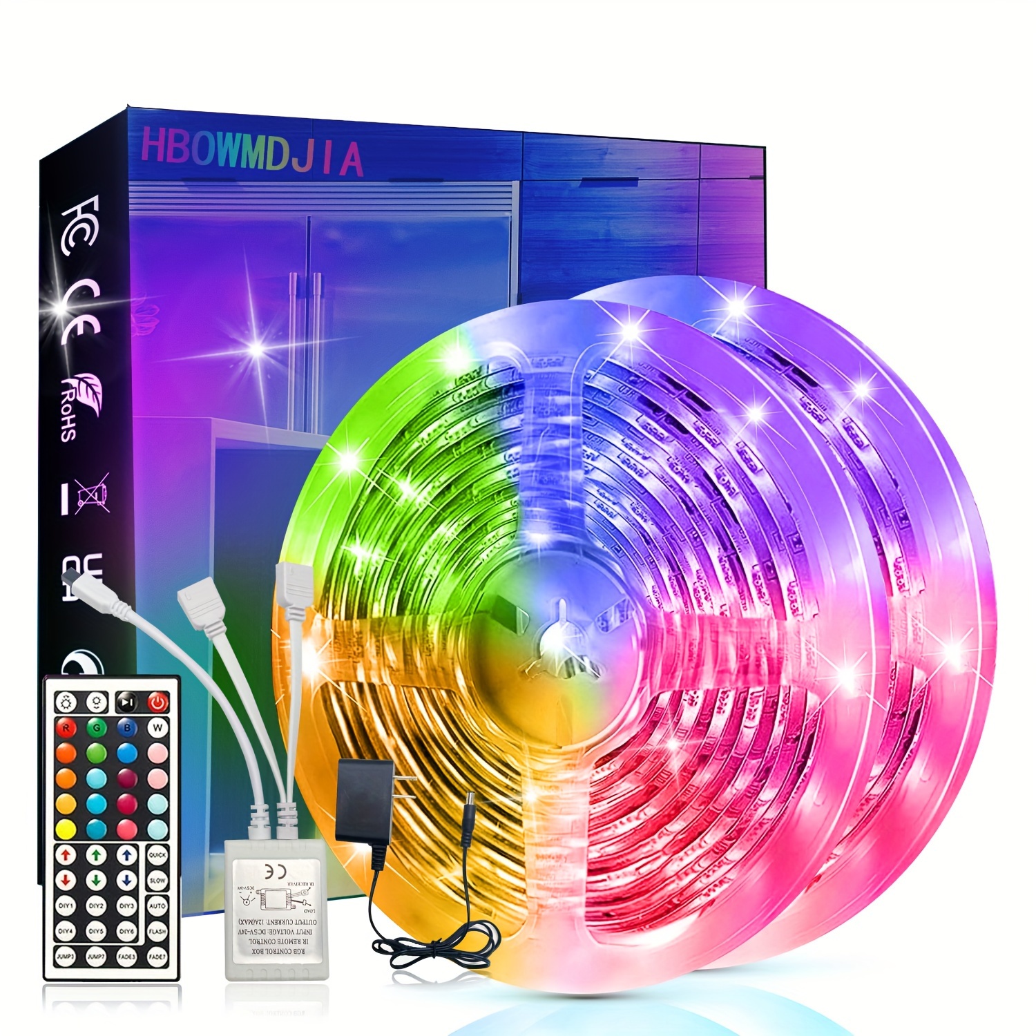 

Hbowmdjia Led Lights For Bedroom Color Changing Strip Lights With 44-key Remote Control Rgb Strip, For Room Home Party Decorlroom Wall Decor