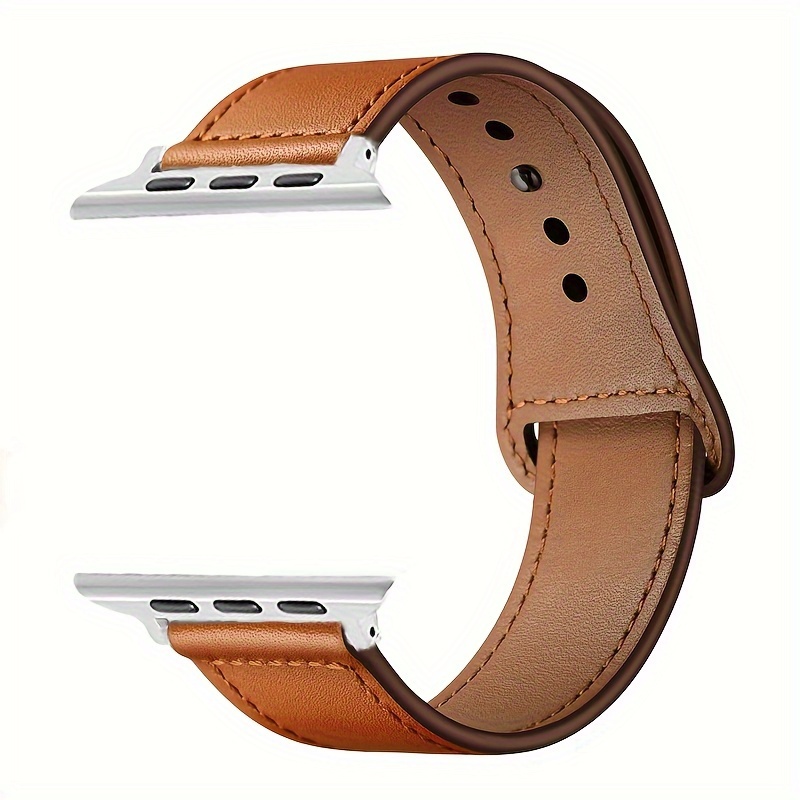 

Pu Leather Band With Rivet Closure For Watch Series 8/7/6/5/4/3/2/1/se/ultra, Vintage Sport Style Strap Fits 38/42/44/45/49mm, Unisex, Adjustable For 5.9"-8.2" Wrists, Single Stud Design