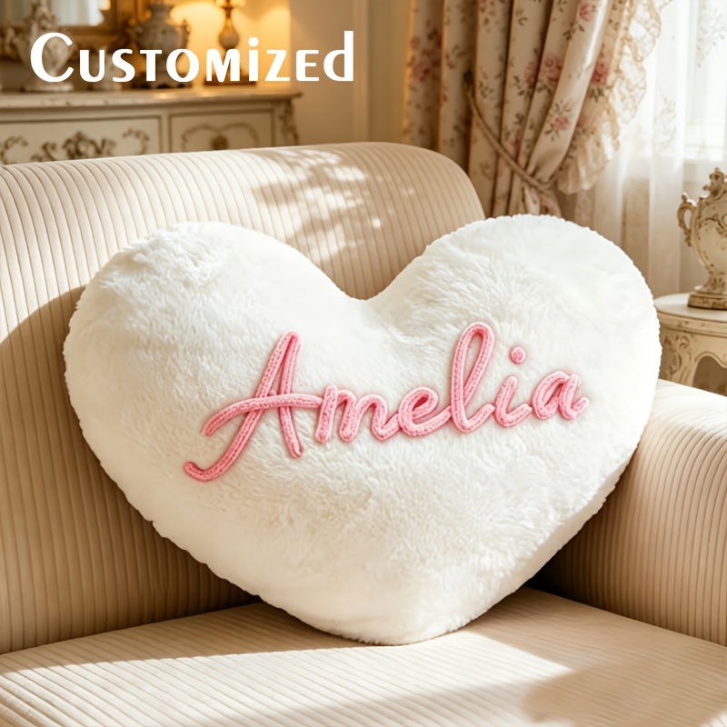 TEMU Custom Pillow, Custom Heart Pillow, Personalized With Name, Multi-colors Available, Lightweight, Heart-shaped Cushion, Sofa Cushion, Resting