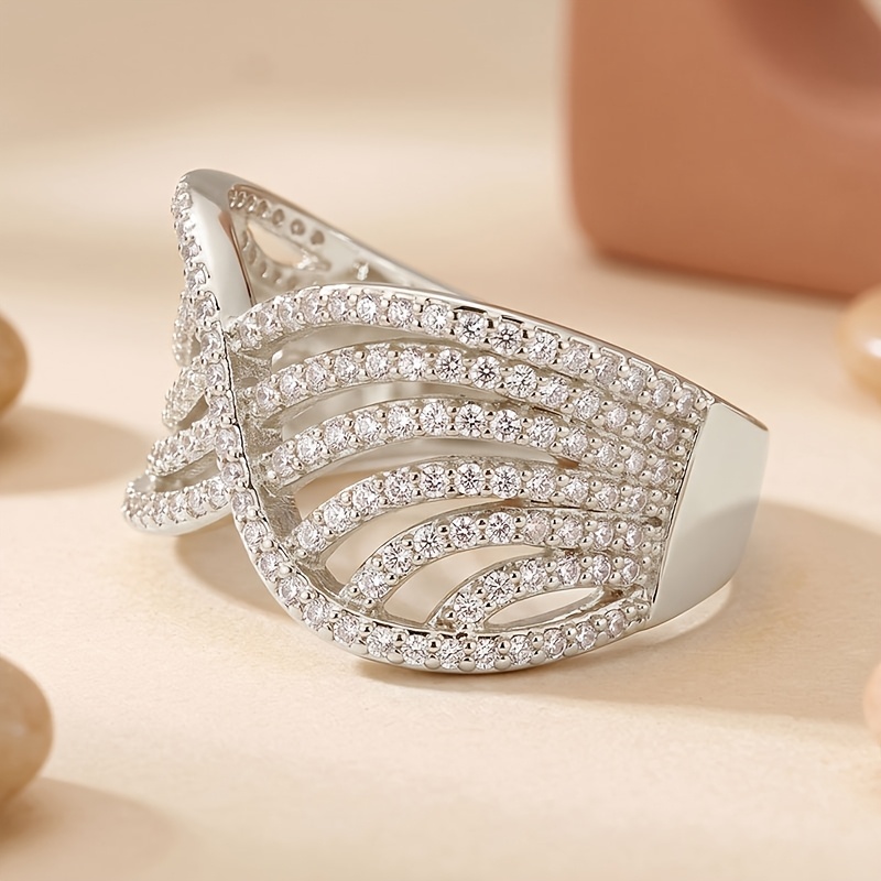 Women's Hollow Intertwined Ring with Sparkling Zirconia