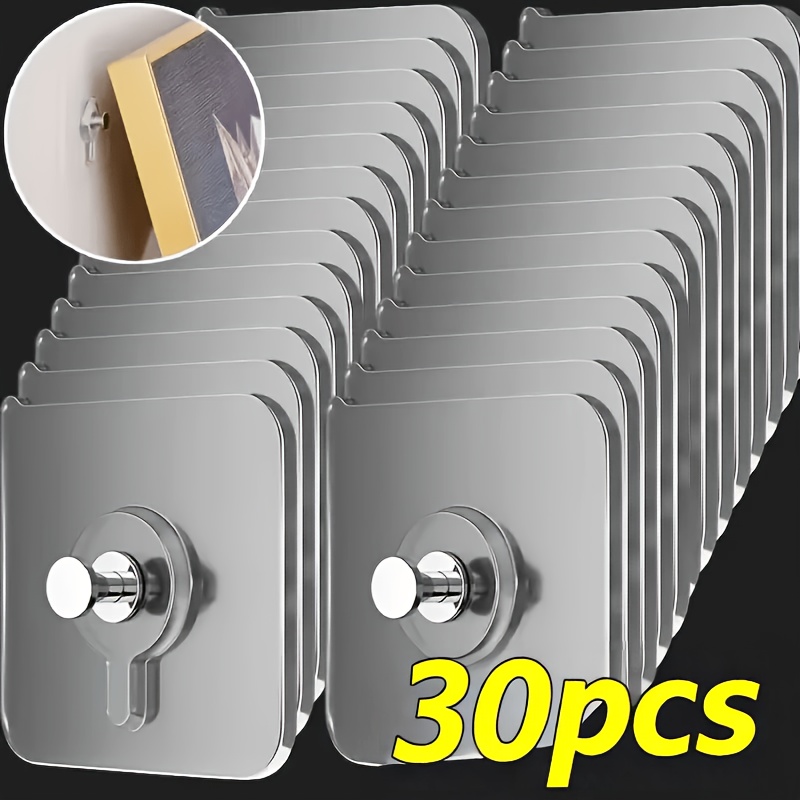 TEMU 30pcs Heavy-duty No-drill Wall Hooks, Damage-free Installation, Suitable For Bathrooms And Kitchens, Surface Mounting/pasting Wall Hooks For