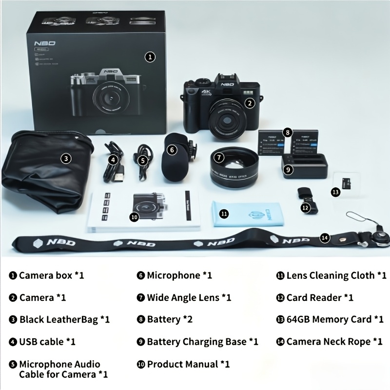 TEMU Cámara digital NBD 4K 48MP para fotografía, cámara de vlogging con automático y pantalla abatible, cámara de zoom 16X y antivibración para
