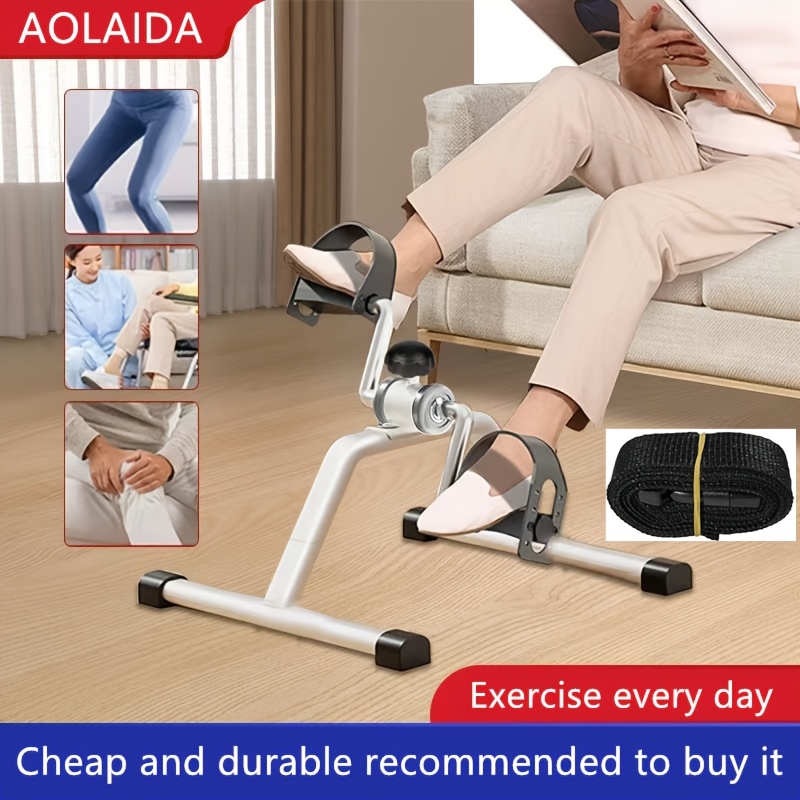 Compact Foldable Pedal Exerciser - Home Leg Training Bike for Muscle & Circulation Enhancement, Non-Electric, White, Exe