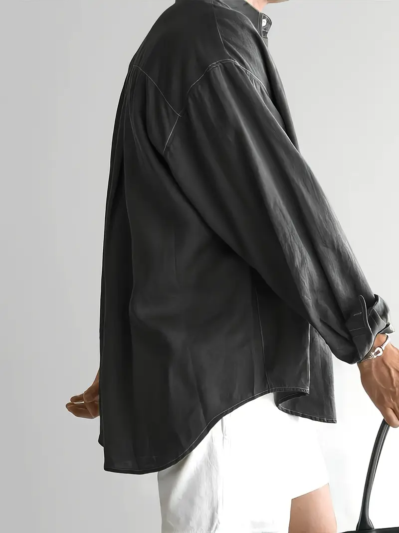 mens olive green white contrast dress shirt classic collar h size fit long sleeve button up button collar shirt for business casual outdoor casual attire machine washable formal blouse Product details 8