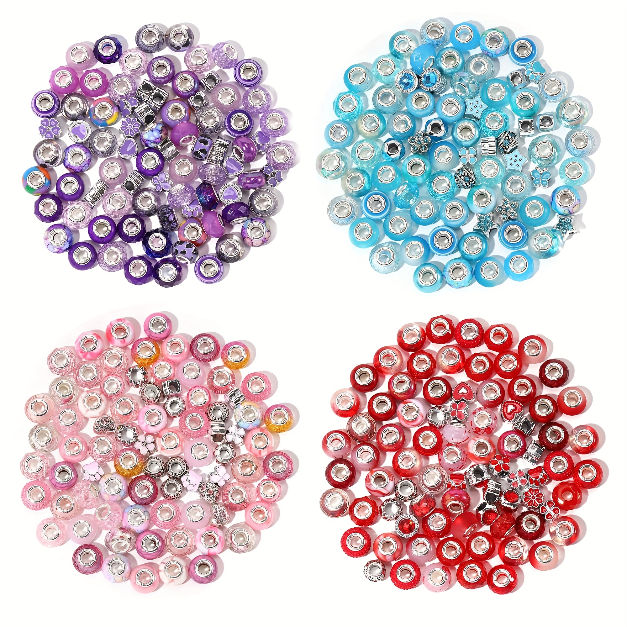 

80 Pcs Of Glass Large Hole Beading Dot Drill Beading And Drip Beading - Suitable For Diy Beginners - Personalized Fashion Bracelet Making, In