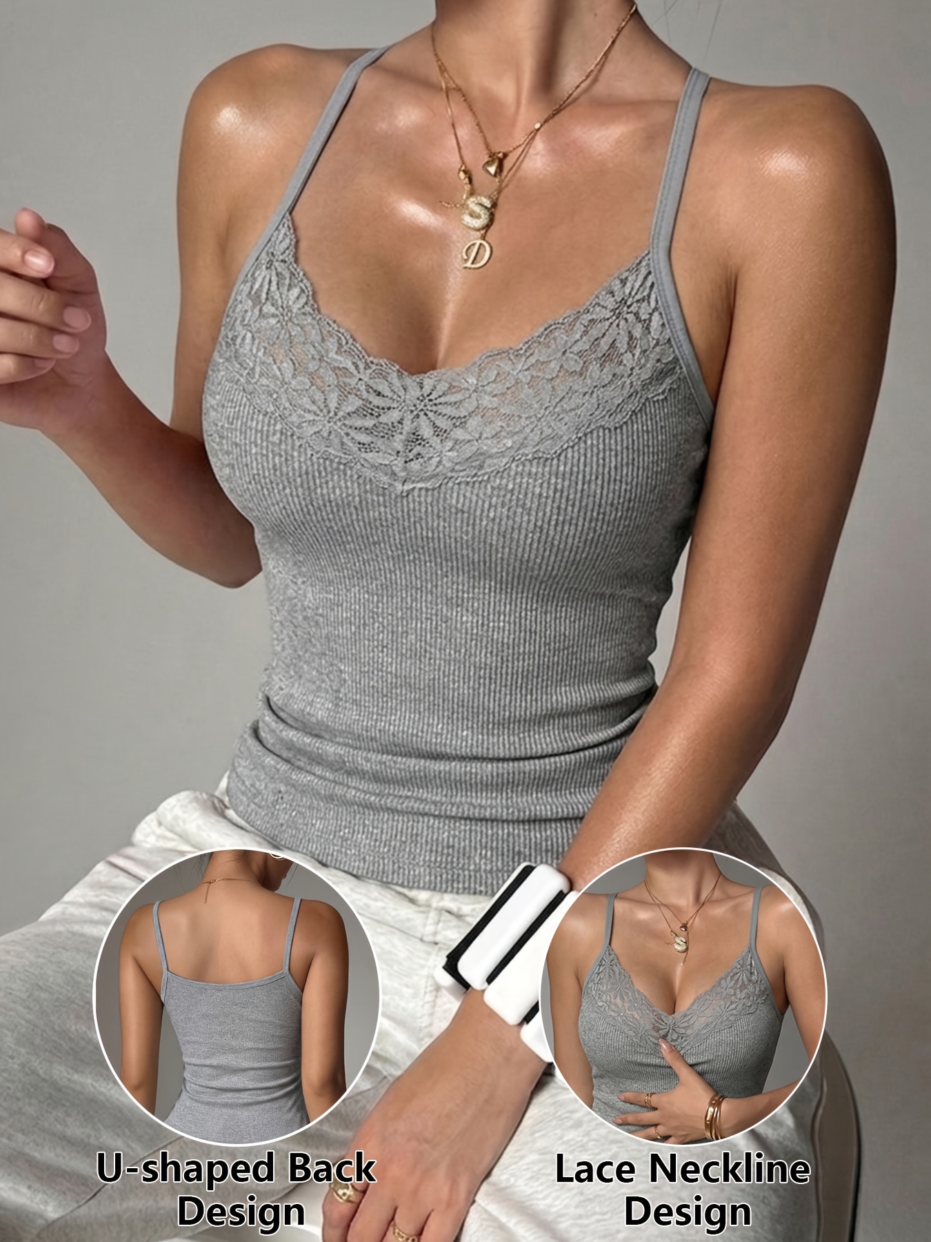 womens   lace camisole ribbed sleeveless tank top thin     layer breathable comfortable and   stretchable suitable for outerwear home and casual wear