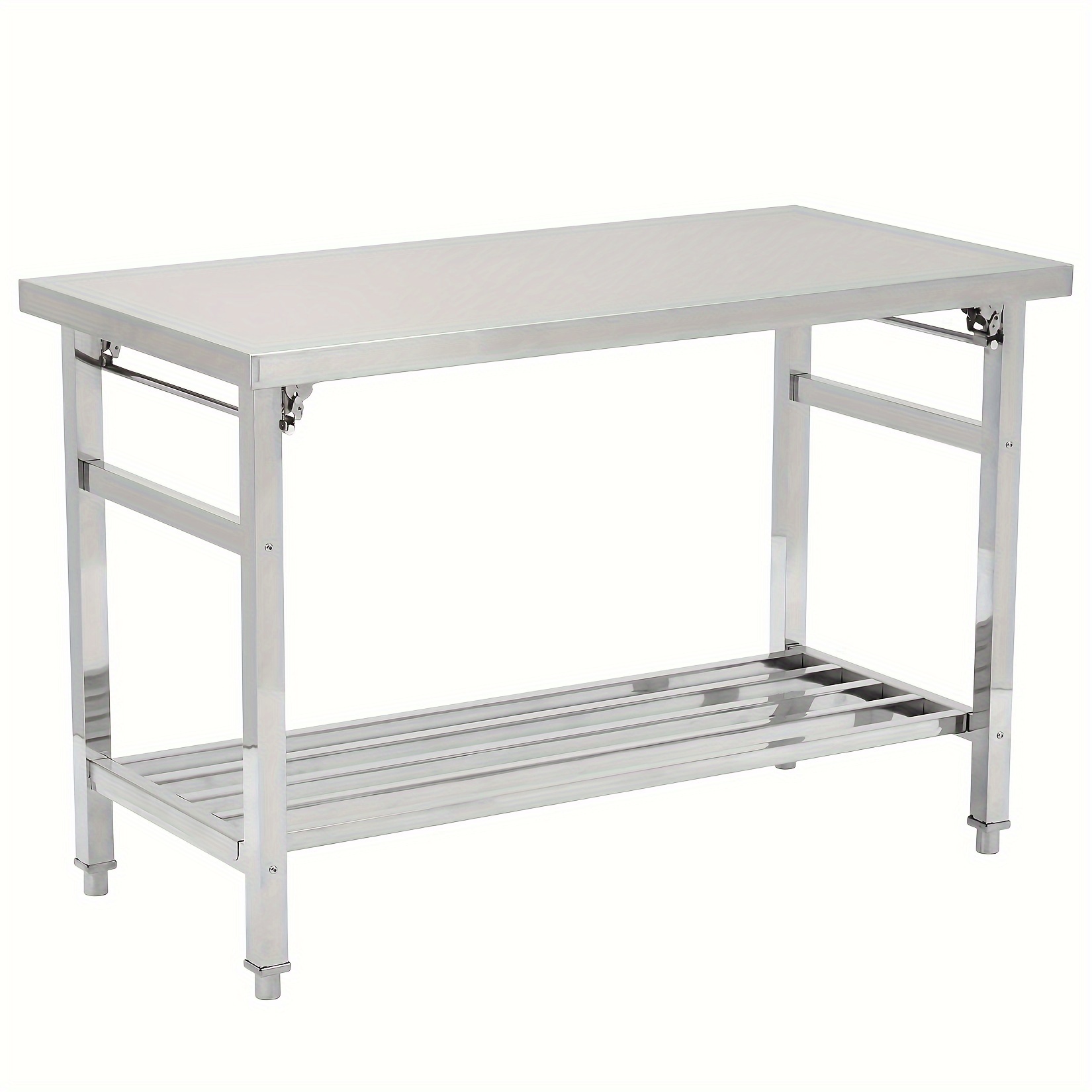 

Stainless Steel Table, Folding Heavy Duty Table For Kitchen, Commercial Stainless Steel Prep Table With Adjustable Undershelf, For Restaurant, Home And Hotel