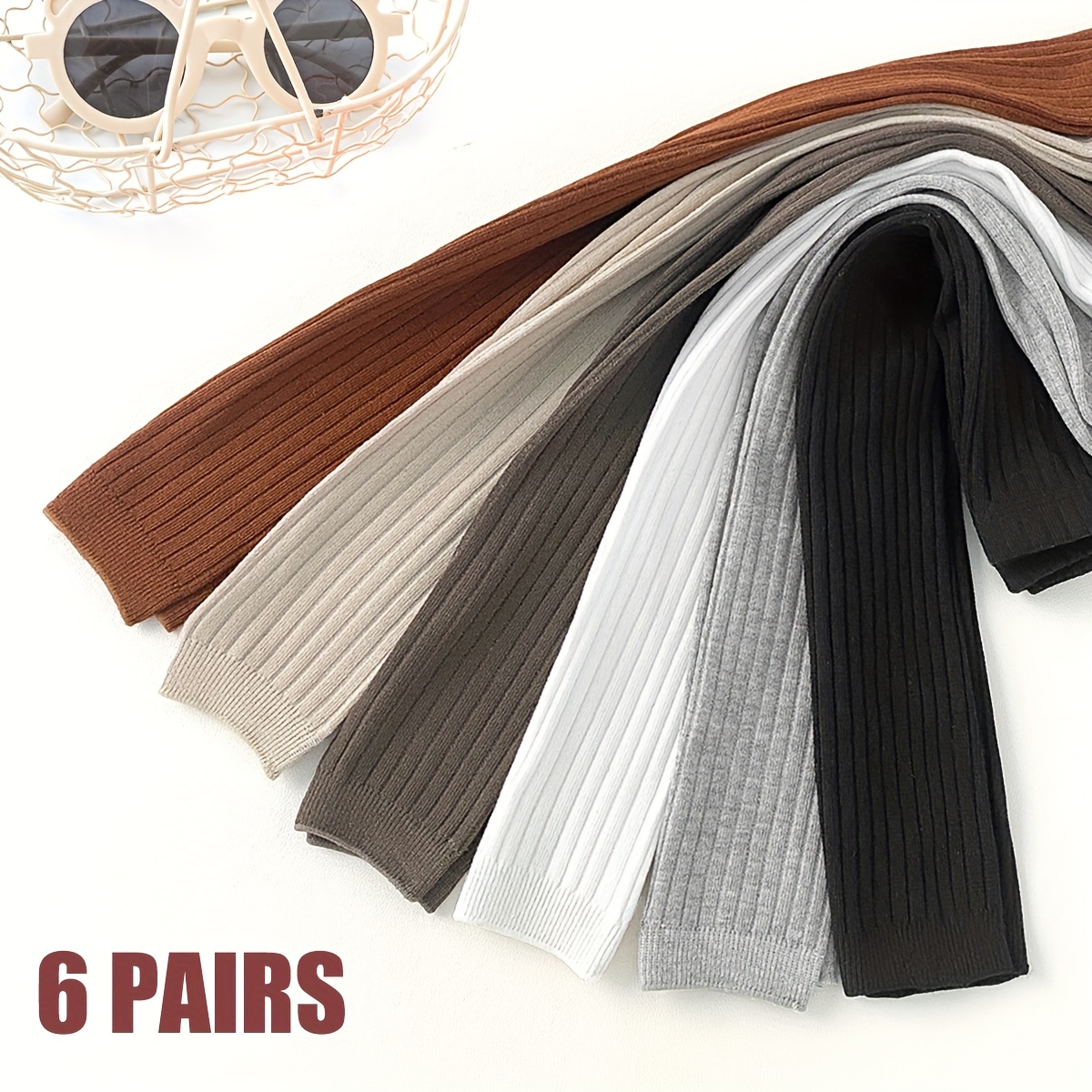 Image of 6 Pairs Suitable Solid Color Plain Tights For Children's Baby Girls From Newborn To Toddler Leggings Socks