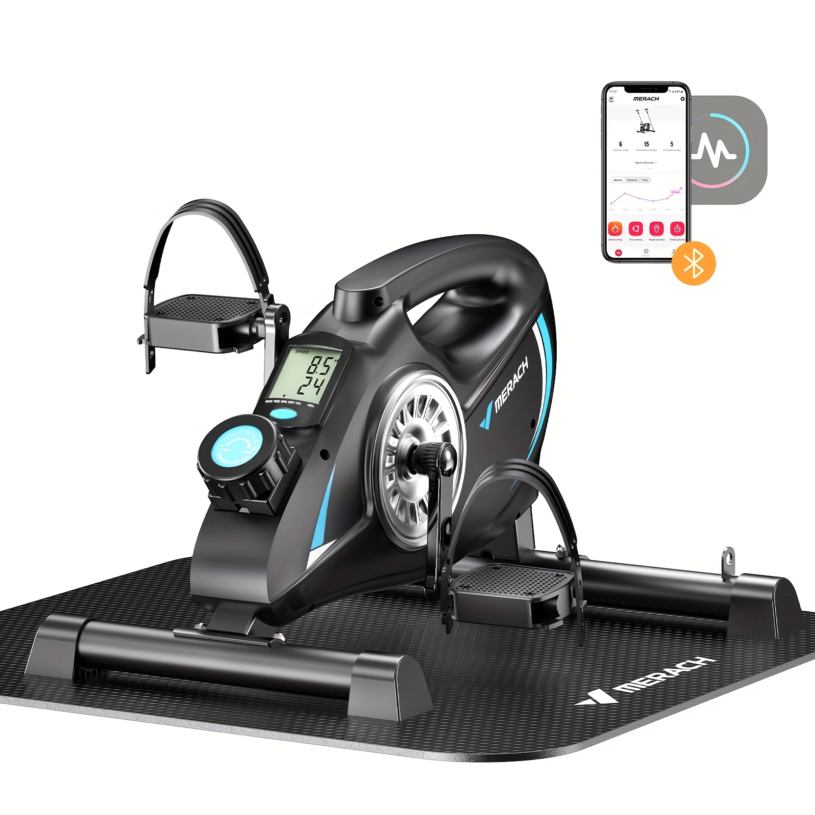 TEMU Merach Foot Trainer, Household Fitness Equipment, Elderly Training 2 Resistance Bands And Non-slip Mat, Home Office Fitness Equipment,