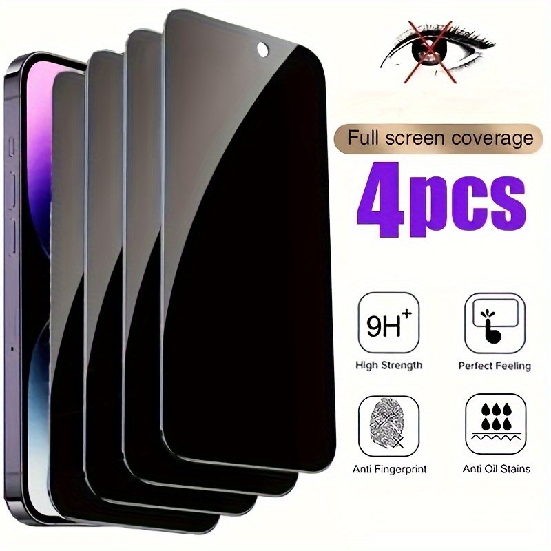 

4pcs Tempered Glass For Privacy Suitable For 15 14 13 12 11 Pro Max 12 13 Mini Privacy Screen Protector Suitable For X Xs Max Xr 7 8 6 6s Plus