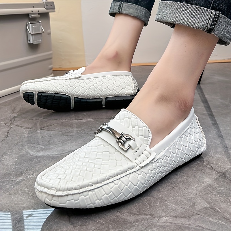 

Plus Size Men's Solid Driving Loafers With Microfiber Leather Uppers, Lightweight Wear-resistant Slip On Comfy Shoes For Outdoor Walking Driving