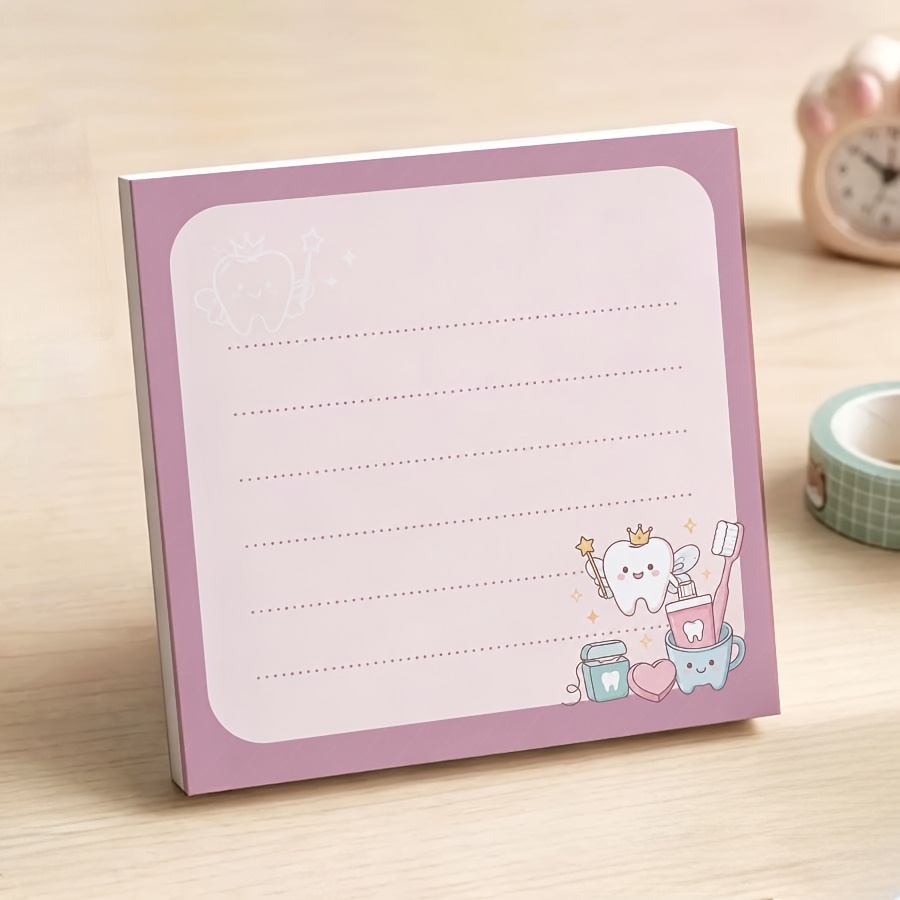 TEMU Non-sticky Cute Tooth Memo Pad, Theme Lined Notepad, Non-adhesive Tear-off Scratch Pad, Kawaii Toothbrush & Toothpaste For Clinic, School And