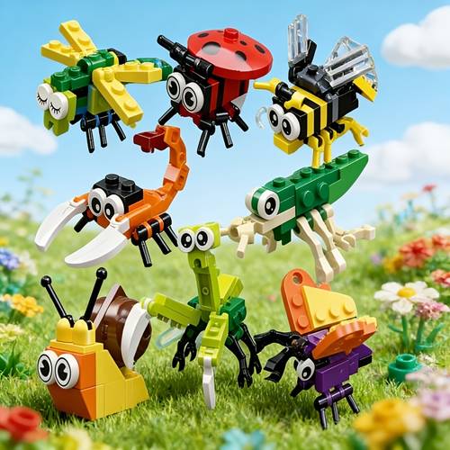 12 piezas bloques de construcción de insectos y animales pequeños, rompecabezas de desmontaje con bloqueo, compatible con , pequeño, juguete de construcción