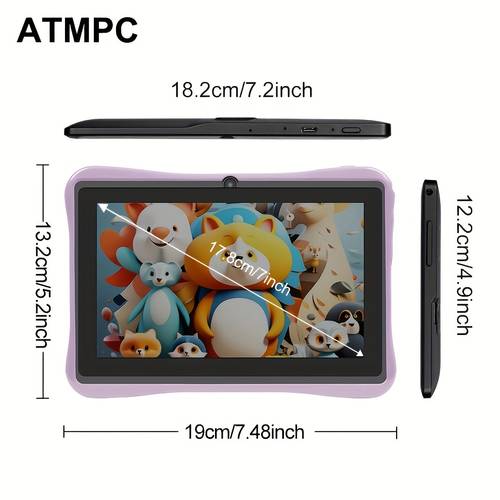 14 tablet para niños de 7 pulgadas, cuádruple , configuración, 4gb (2gb+2gb expandible) y 32gb de almacenamiento, pantalla ips hd, batería de 3500mah, controles parentales, aplicaciones educativas, cámaras duales, wi-fi 6 de 2.4g, carcasa a prueba de golpes, tablet con gran actualización 2025