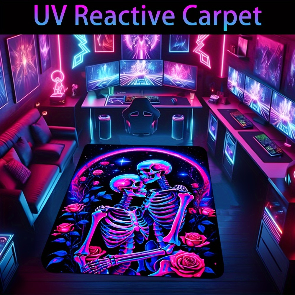 

Pattern -the-dark Rug - Uv Reactive, Non-slip, Gaming Rooms, Bedrooms, Living & Bathroom Decor