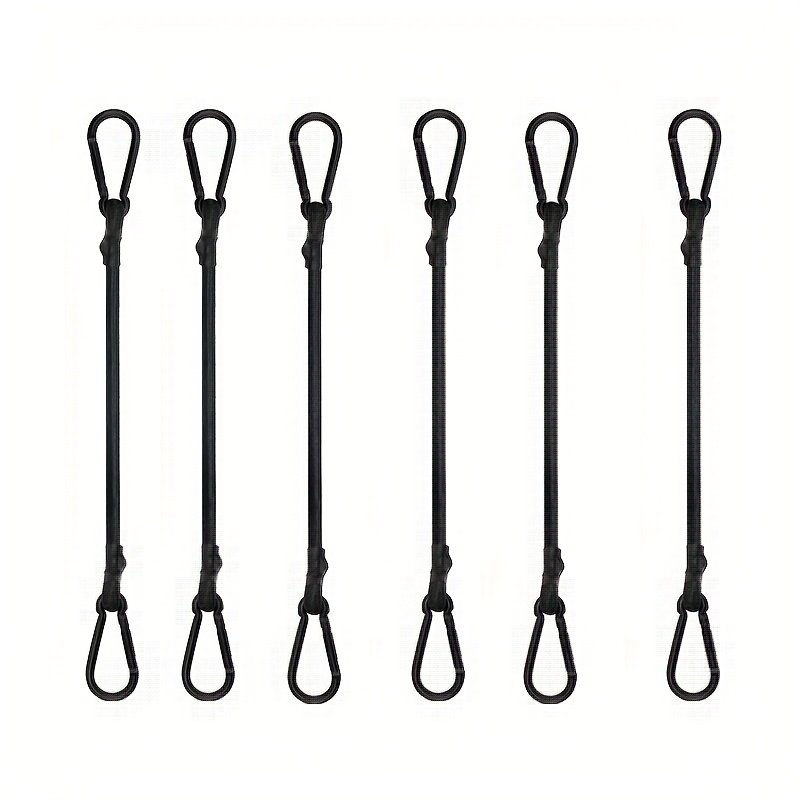 Image of 3pcs/6pcs Bungee Cords With Hooks, 39inch 17.7inch Long Heavy Duty Bungee Cords With Carabiner Outdoor, Black Extra Strong Elastic Rope With Carabiner Hooks For Camping, Tarps, Bike Rack