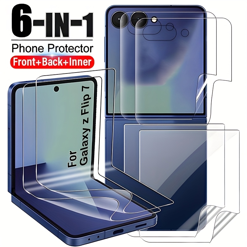 [2+2+2pcs] For Galaxy Z Flip 7/6. Hd Hydrogel Full-coverage Film, Bubble-free Anti-scratch Fingerprint-resistant, , Fold-friendly Without Opening , Protection!