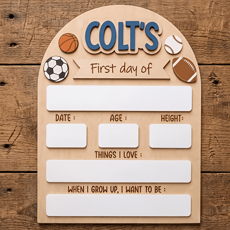 TEMU Customizable Sports-themed Growth Memorial Board | Reusable Whiteboard For Back-to-school, Personalized Photo Prop For Recording First Day Of