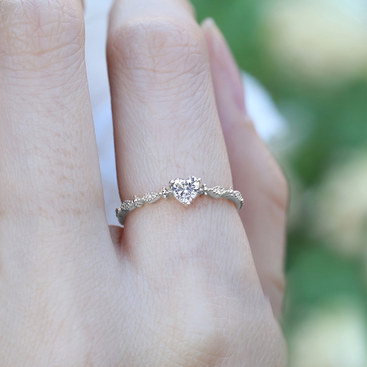 Eternity Heart CZ Ring Rose Tone Daily/Special Occasions