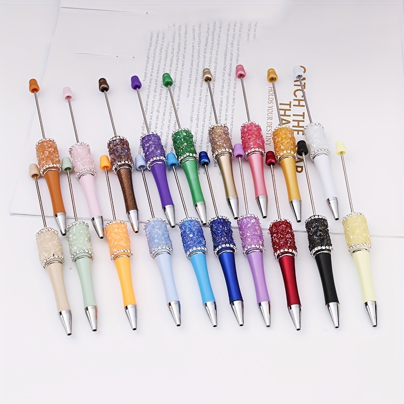 

5pcs/8pcs/10pcs, New 5/8/10pcs Crystal Pebble Round Ballpoint Pen With Beads Handmade Rhinestone Ballpoint Pen And Cute Plastic Pen School Office Gift