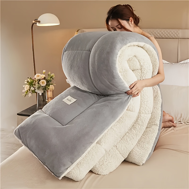 1pc   comforter   quilted   breathable box stitch solid color comforter machine washable bedroom warm autumn and winter comforter details 27