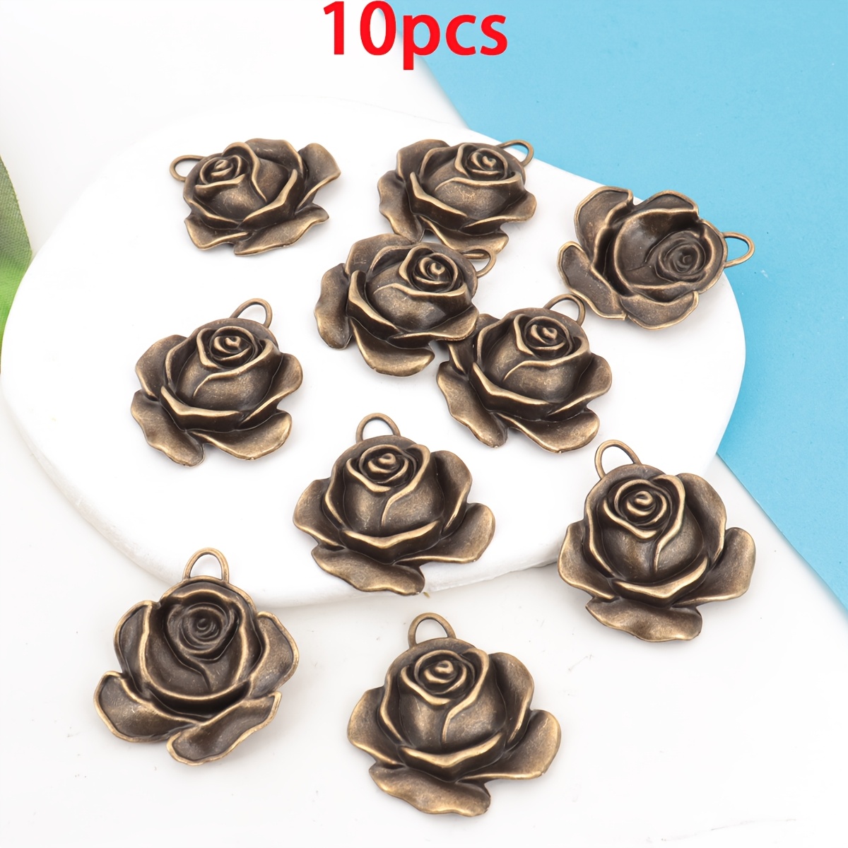 Image of 10pcs Pendant, Alloy Antique Silvery/bronze Plated, 3.1x3.6cm, Making Pendant For Necklaces, Earrings, Valentine's Day Gift Decoration, Suitable For Jewelry Crafting