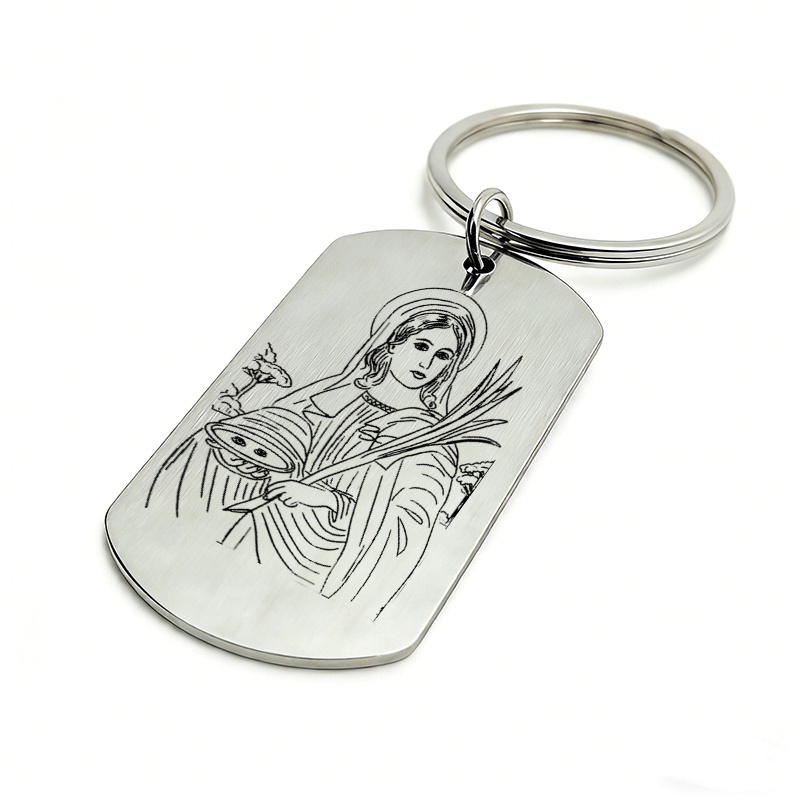 TEMU Portachiavi 1 pz in metallo con motivo di Santa in stile religioso , accessorio a uso, impermeabile e resistente all'usura, raccomandato.