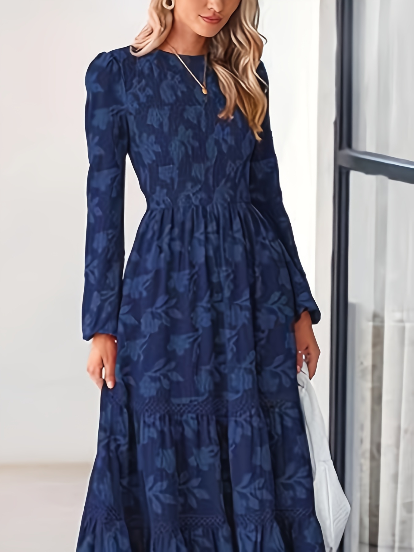 winter midi dresses with sleeves long sleeve sold on Temu United States Balmain Frayed Tweed Dress Tweed Color:Baby Blue Handmade from soft rayon