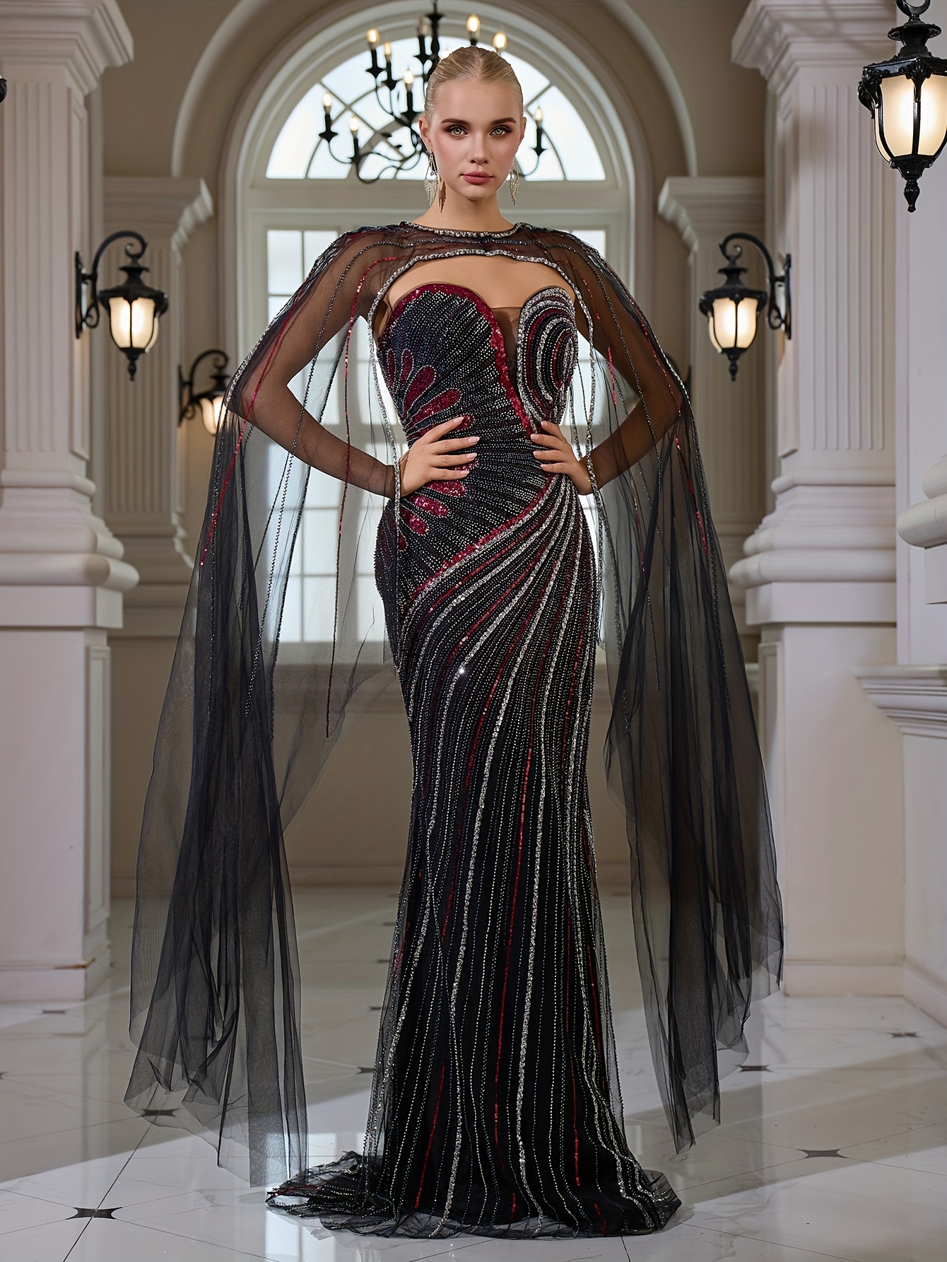 dresses with capes sold on Temu United States