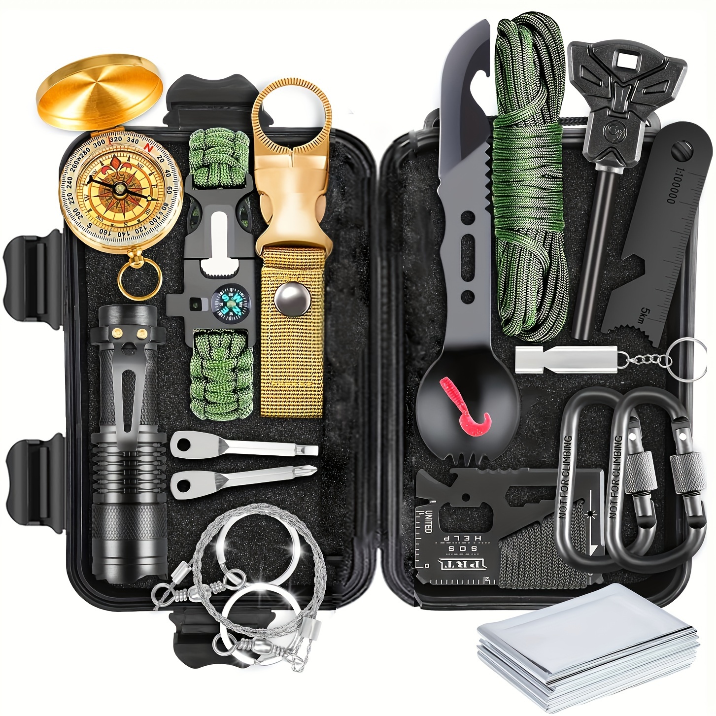 

20-in-1 Survival Kit For Outdoor Activities - Essential Emergency Equipment For Fishing, Camping - Perfect Birthday Or Father's Day Gift For Men, Dad, Husband