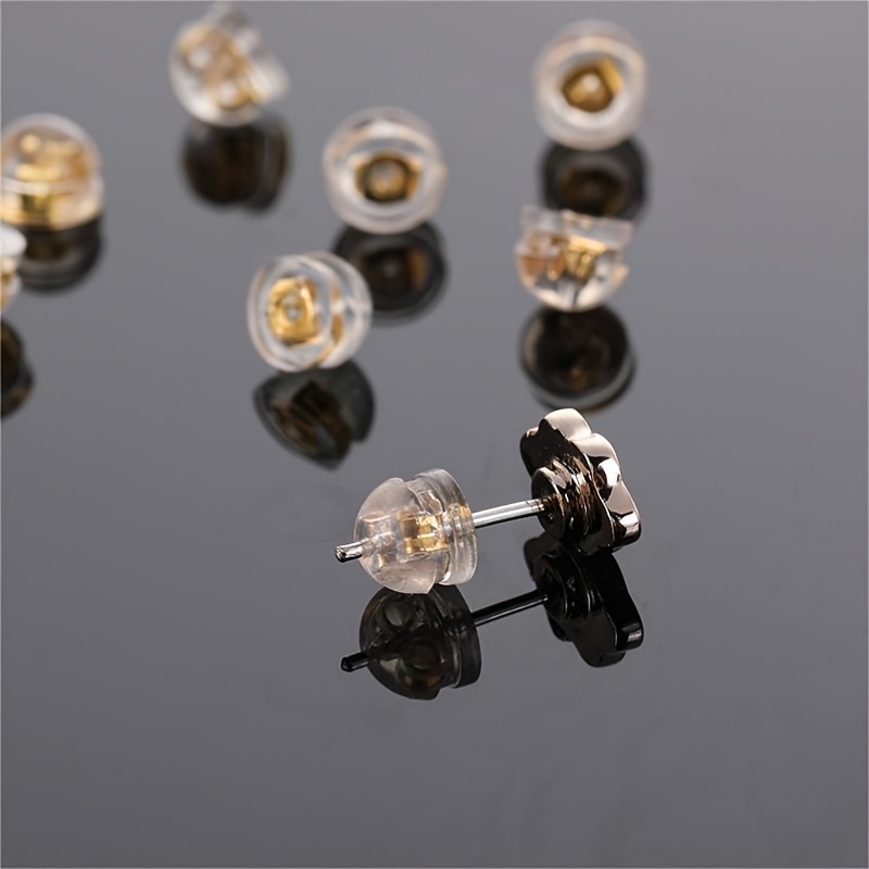 10pcs Silicone Ear Stud Back Plug Earrings Pin Backs, Hypoallergenic Semi-circular Hamburger Ear Plug Jewelry Accessories Safety Earrings Pin Backs Accessories