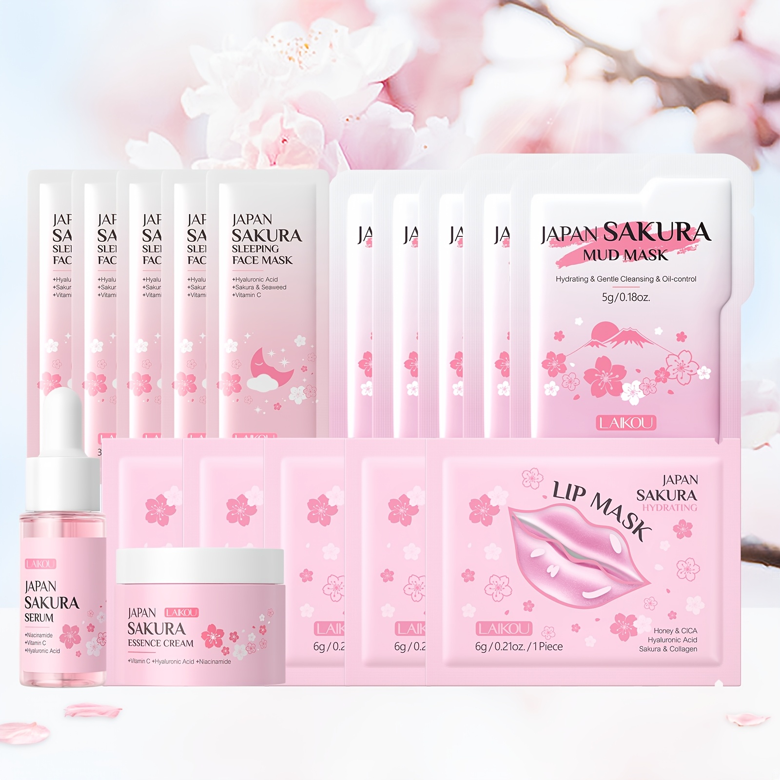 Sakura Routine Beauté 17pcs – Masques & Sérum