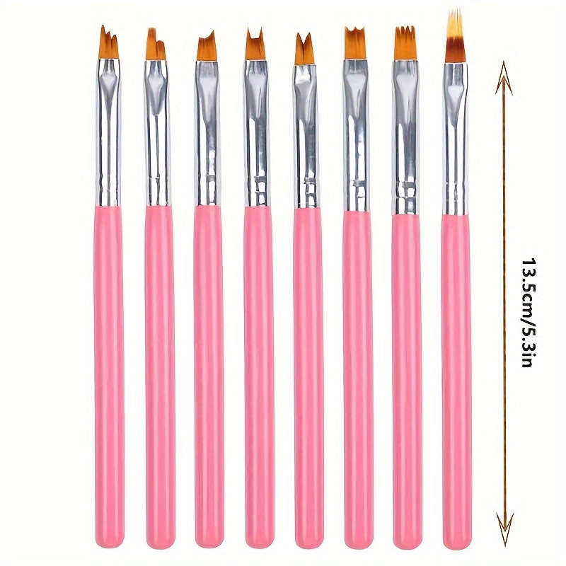 8pcs Nail Art Brush Set - Professional Acrylic & Gel Design Tools, 3d Builder Pen For Salon-quality At Home