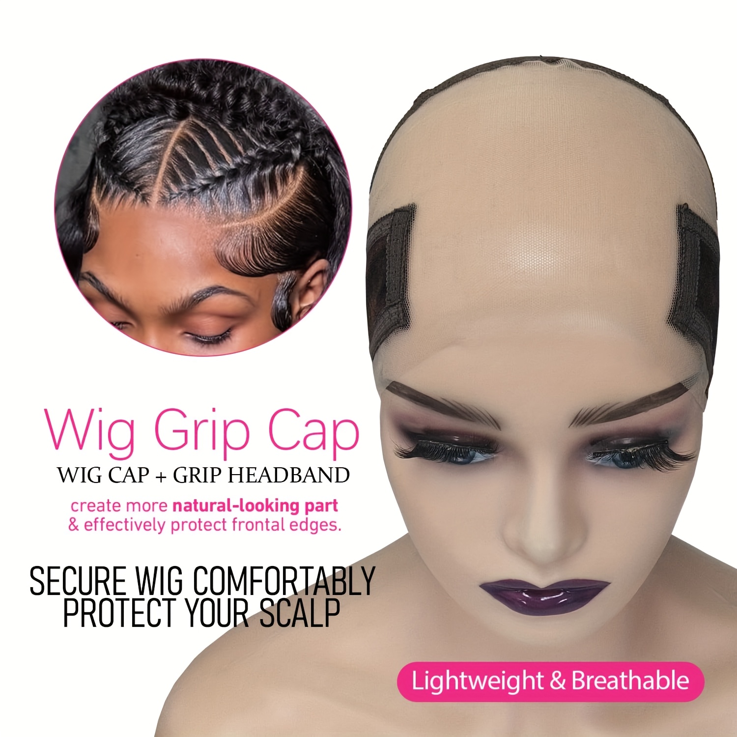 lace max wig grip cap for women non slip adjustable wig cap   holds glueless wigs in place reusable hd lace cap with headband for lace front wigs   fits all Product details 0