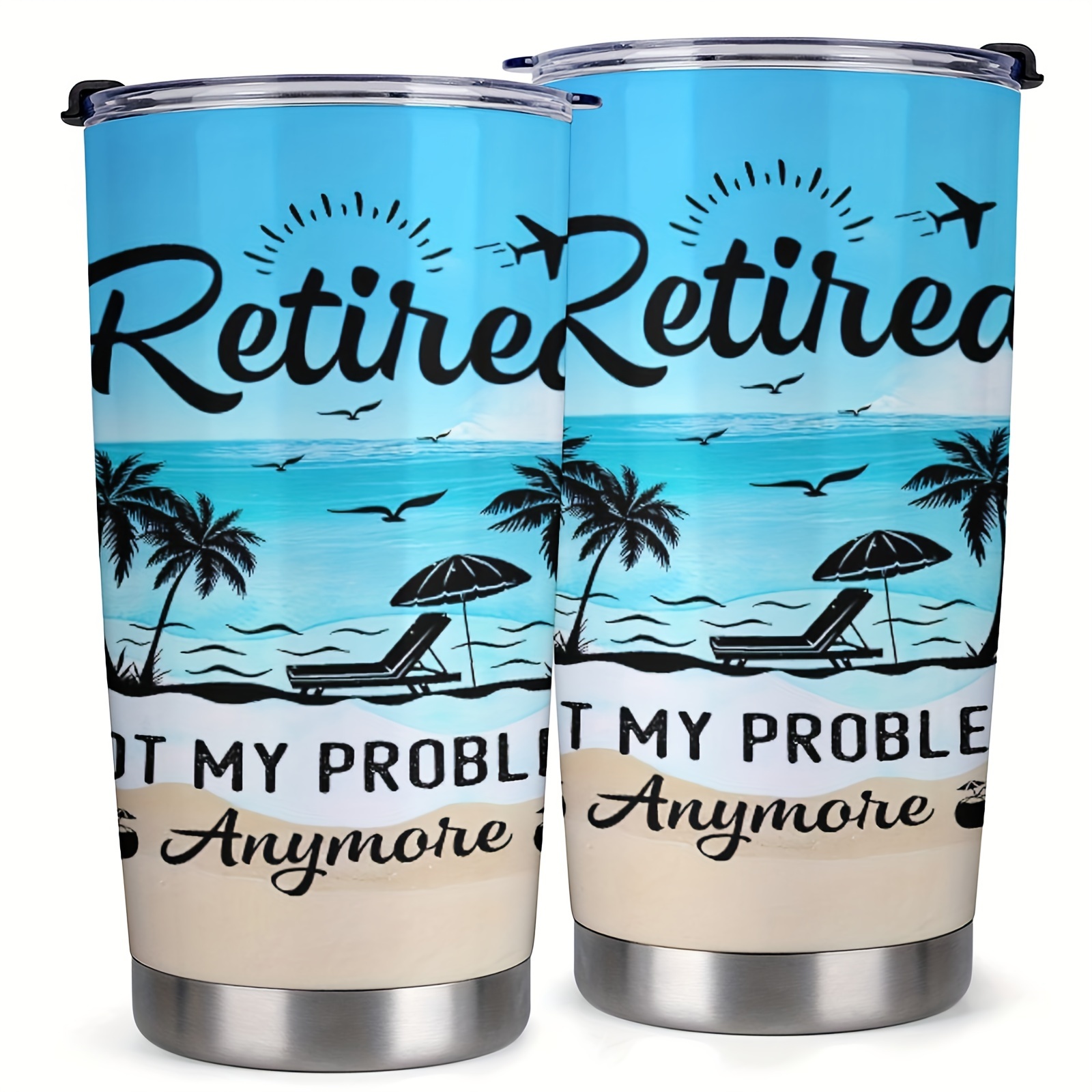 

20oz Retirement Tumbler Gift - 304 Stainless Steel Insulated Cup - Retired Anymore Design - Leakproof, Reusable, Ideal For Office & Home Use, Washable - No Assembly Required