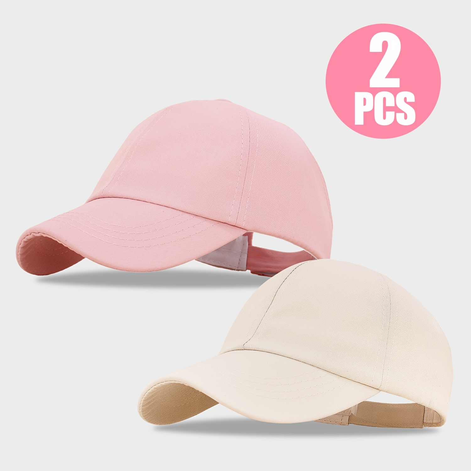 Lapi. 2-pack Kids Spring Summer Ponytail Baseball Cap, Suitable For Outdoor Sports, Beach , Breathable Sun Hat, Duckbill Cap