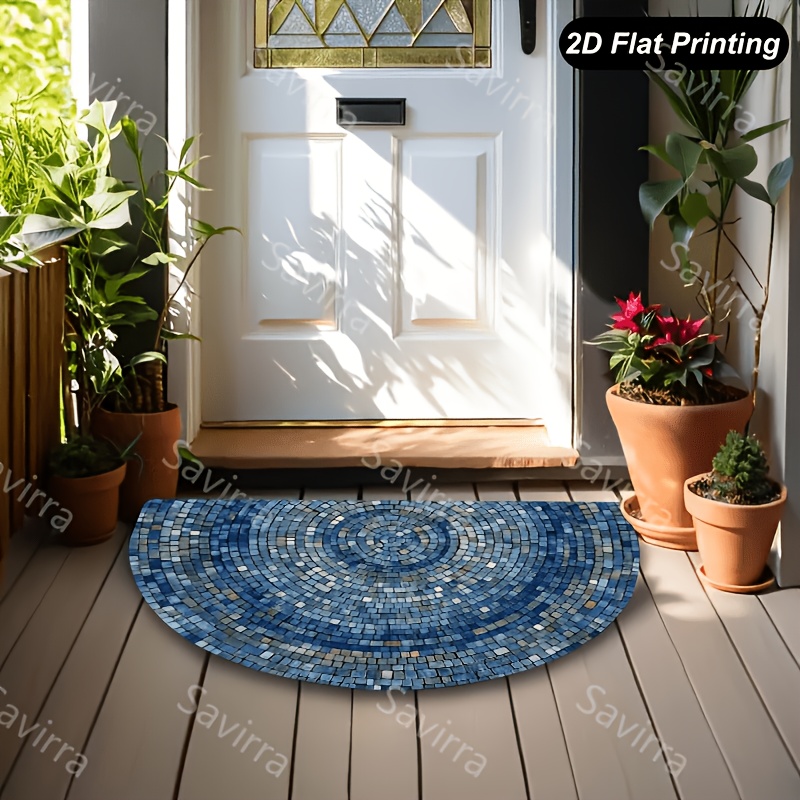 TEMU Paillasson en flanelle à impression 2D à plat, tapis d'entrée rectangulaire en flanelle + épaisseur 10 mm + 500 g/m², 1 pièce paillasson 2D