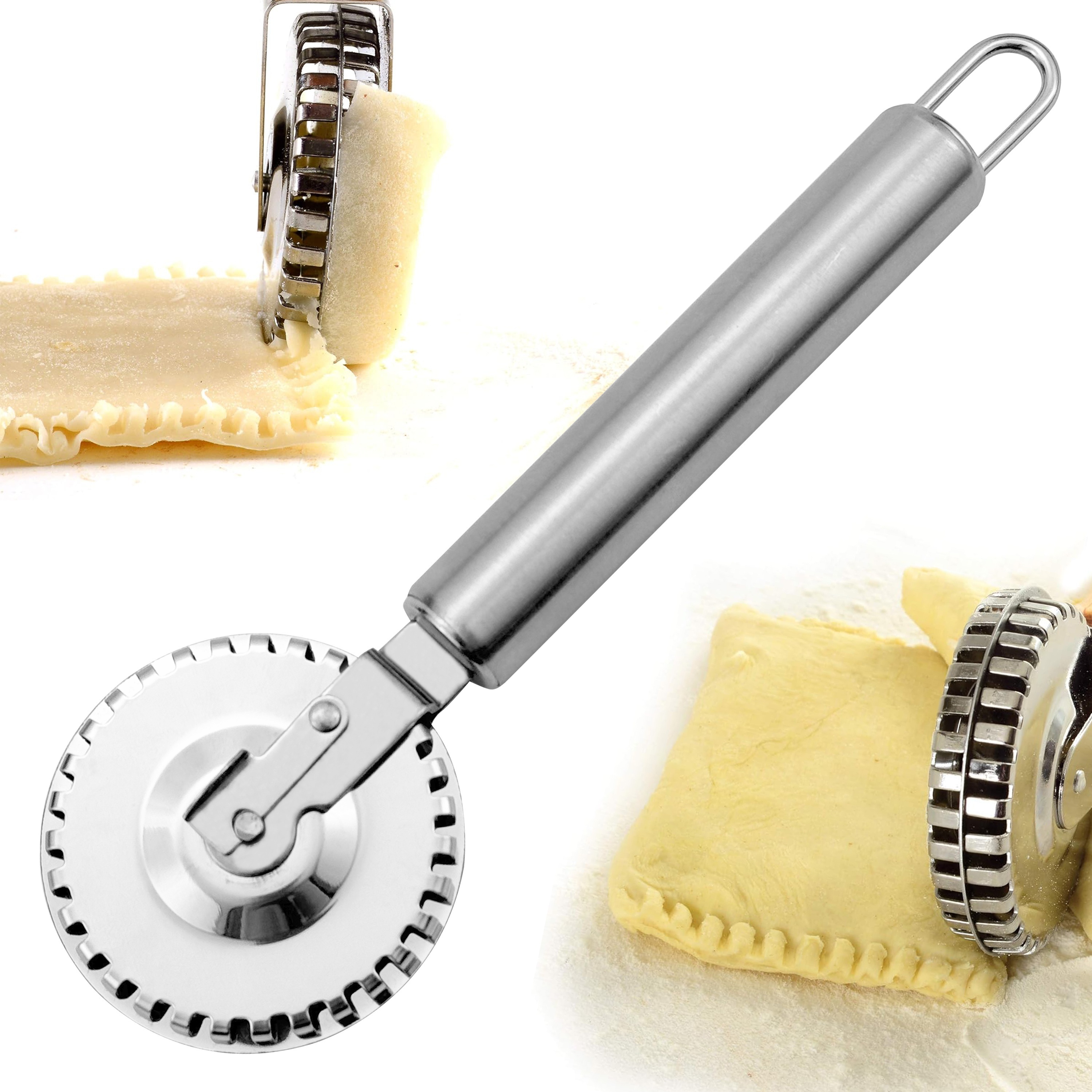 

Versatile Stainless Steel Pastry Roller Cutter - Pies, & Cookies | Ideal For Halloween, Christmas, Easter, Thanksgiving | Kitchen Essential