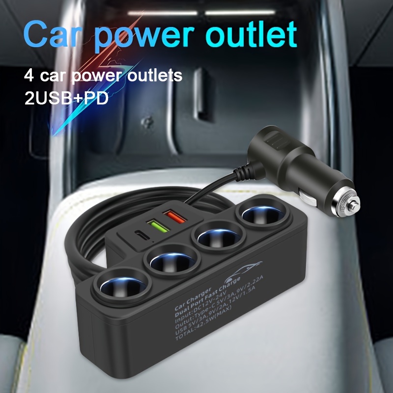 

Versatile High-power With Usb+pd Fast Charging, One-to-three Power Adapter Car Socket