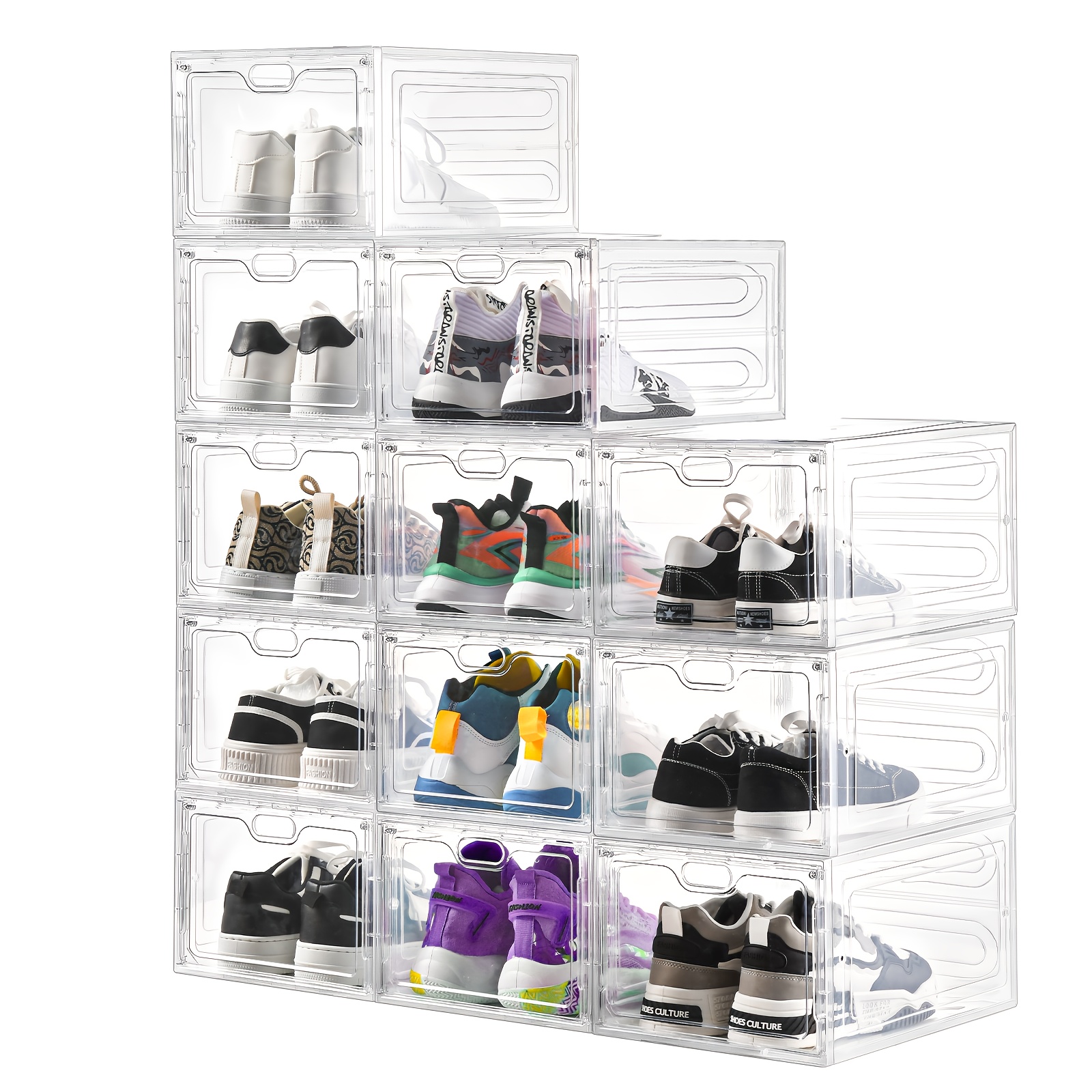 

6/12pcs Shoeboxes, Stackable Clear Shoeboxes, Boxes For Shop, Closets, Shoe Display Cabinets, Sneaker Boxes With Magnetic Door