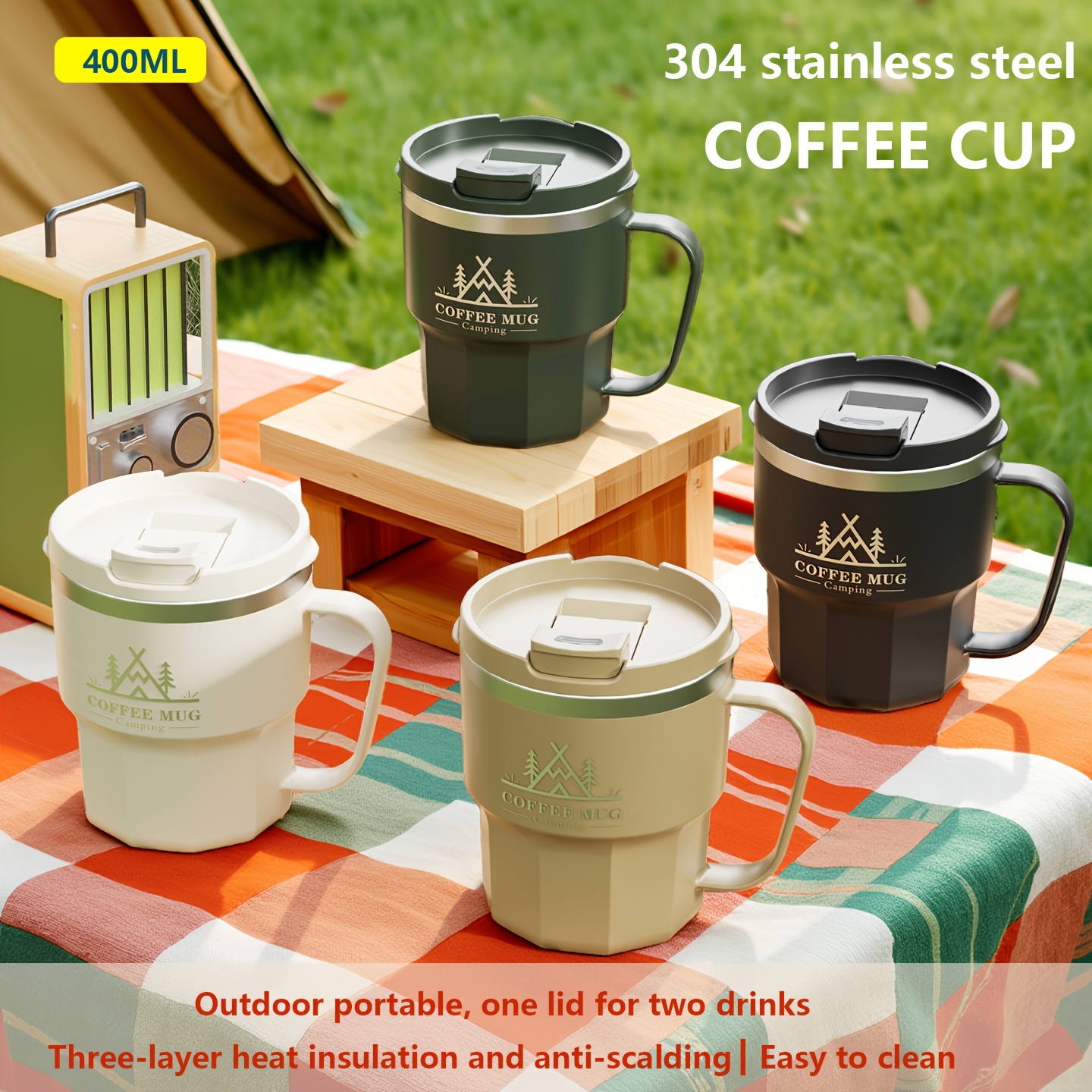 400ml stainless steel tumbler lid 304 18 8 vacuum insulated - Temu Oman