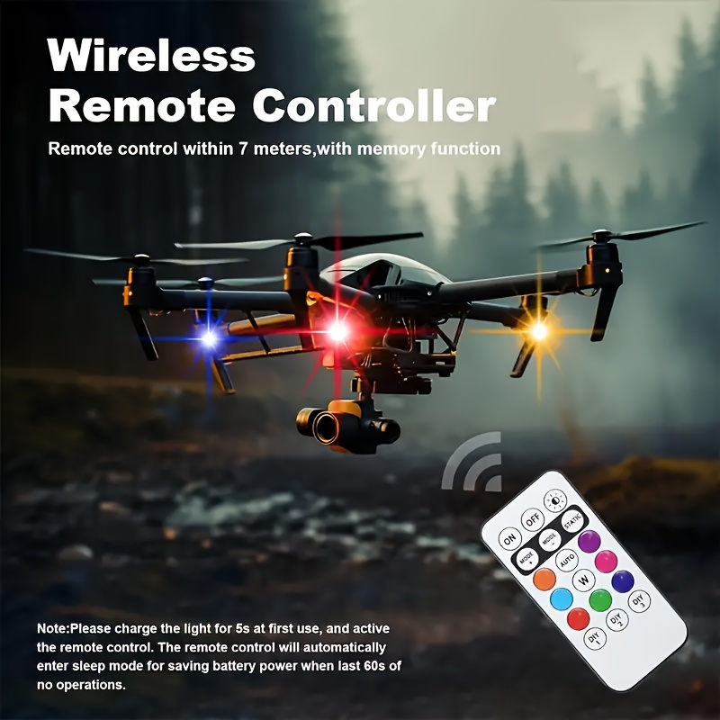 4 6 led strip lights 8 color high brightness anti collision lighting with remote control usb charging aircraft motorcycles and bikes details 3